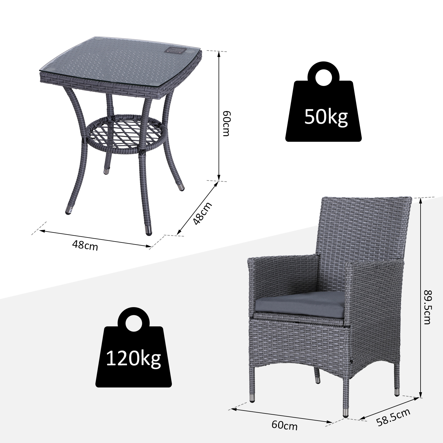 Rattan Furniture Bistro Set Garden Table Chair Patio Outdoor
